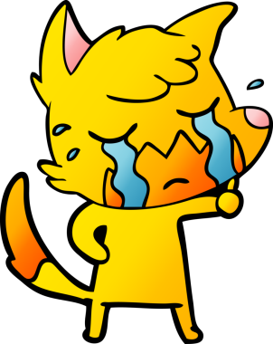 Bir insan tarafından çizilmiş üzgün küçük tilki çizgi film karakteri.