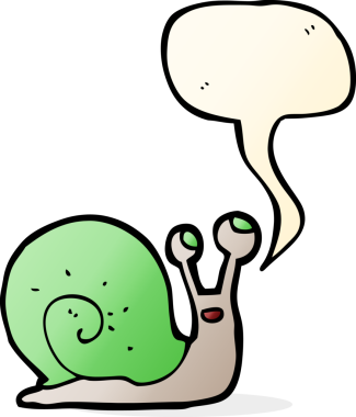 Bir insan tarafından çizilmiş düşünce balonlu çizgi film salyangozu.