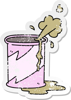 Bir insan tarafından çizilmiş garip bir el çizilmiş patlamalı soda kutusunun sıkıntılı çıkartması.