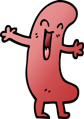 Bir insan tarafından çizilmiş vektör gradyan çizim mutlu sosis