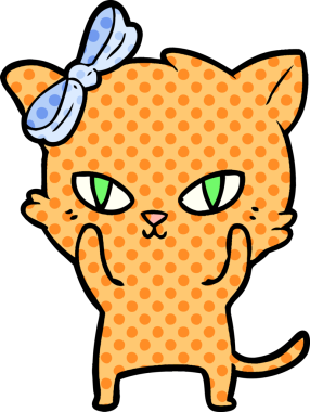 Bir insan tarafından çizilmiş sevimli çizgi film kedisi.
