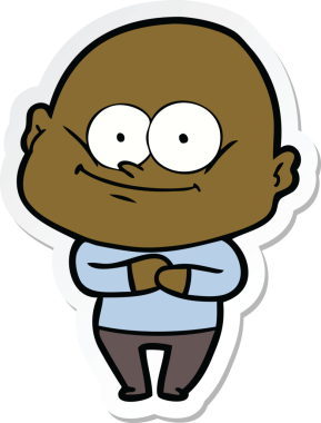 Bir insan tarafından çizilmiş kel bir adamın çıkartması.