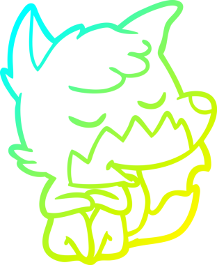 Bir insan tarafından çizilmiş dost canlısı bir tilkinin soğuk çizgi çizimi.