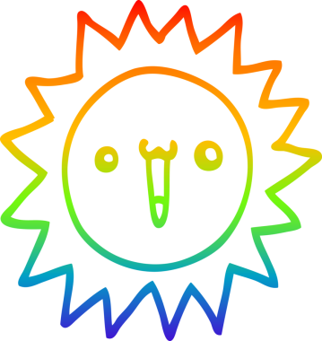 gökkuşağı gradyan çizgi çizimi bir insan tarafından çizilmiş bir çizgi güneş