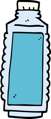 Bir insan tarafından çizilmiş karikatür su şişesi.