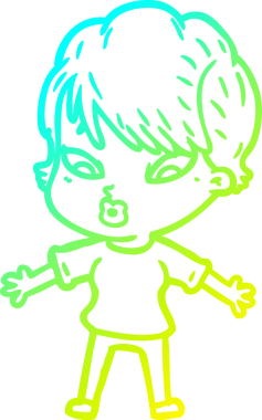 Bir insan tarafından çizilmiş bir karikatür kadın çizimi.