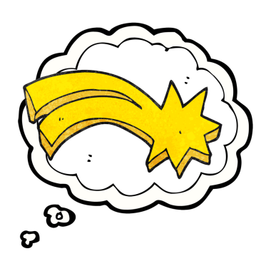 Bir insan tarafından çizilmiş serbest çizim düşünce balonu desenli karikatür dekoratif kayan yıldız