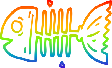 gökkuşağı gradyan çizgi çizimi bir insan tarafından çizilmiş balık kemikleri