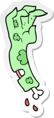 Bir insan tarafından çizilmiş bir zombi kolunun çıkartması.