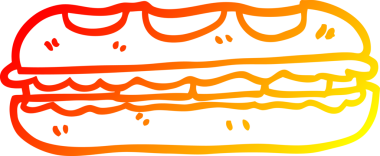 Bir insan tarafından çizilmiş lezzetli bir sandviçin sıcak çizgi çizimi.