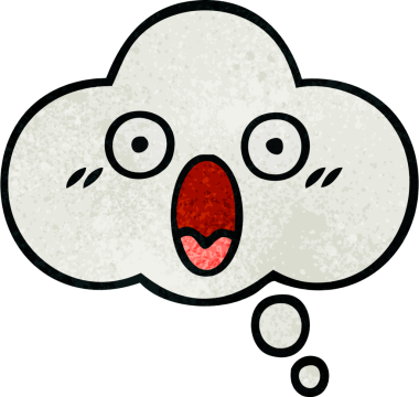 Bir insan tarafından çizilmiş bir düşünce baloncuğunun retro grunge doku karikatürü