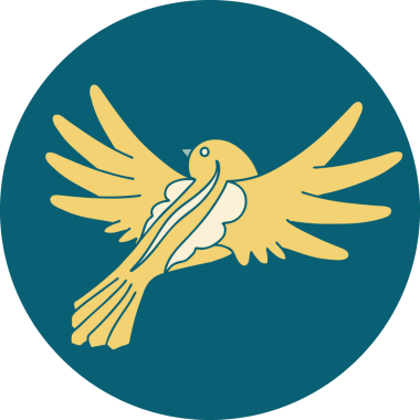 Bir insan tarafından çizilmiş uçan bir kuşun ikonik dövme şekli