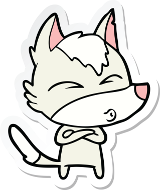 Bir insan tarafından çizilmiş bir kurt çizgi filminin etiketi.