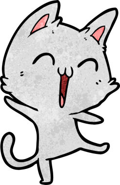 Mutlu çizgi film kedisi miyavlıyor bir insan tarafından