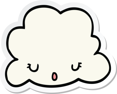 Bir insan tarafından çizilmiş şirin bir karikatür bulutunun çıkartması.