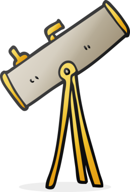 Bir insan tarafından çizilmiş karikatür teleskobu.