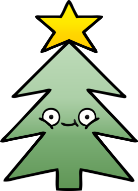 Bir insan tarafından çizilmiş bir noel ağacının gölgeli karikatürü.