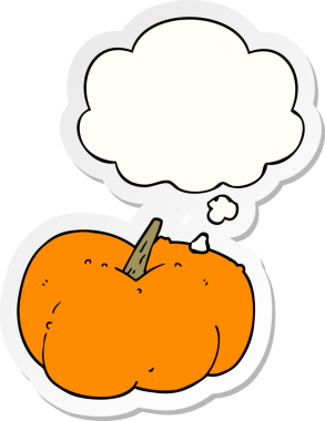 Düşünce baloncuklu balkabağı insan tarafından çizilmiş bir çıkartma.