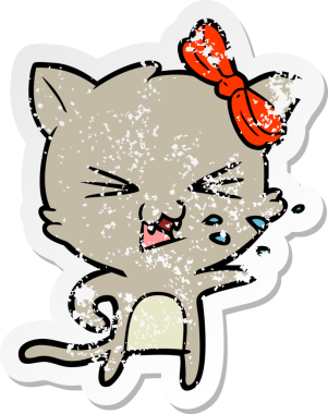 Bir insan tarafından çizilmiş karikatür bir kedinin sıkıntılı çıkartması.