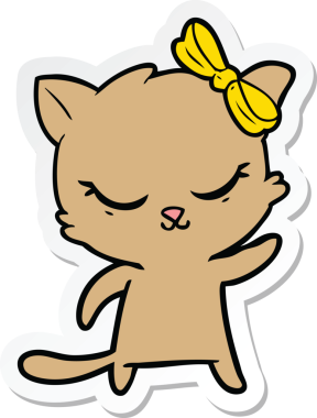 Bir insan tarafından çizilmiş şirin bir çizgi film kedisinin çıkartması.