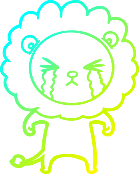 Bir insan tarafından çizilmiş ağlayan aslanın soğuk gradyan çizgisi