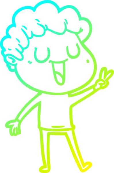 Bir insan tarafından çizilmiş gülen bir çizgi film karakterinin soğuk gradyan çizgisi.