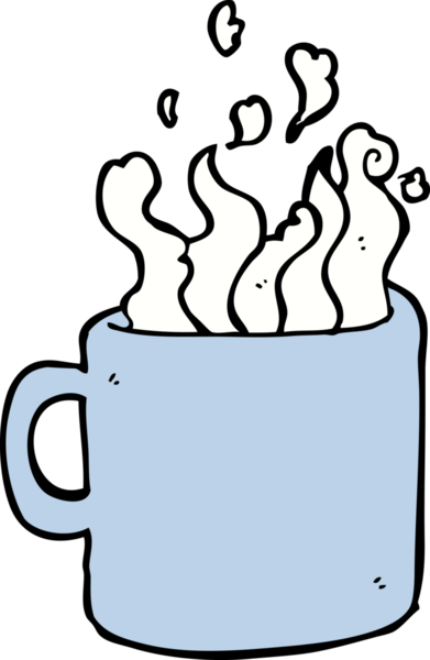 Bir insan tarafından çizilmiş sıcak kahve fincanı.