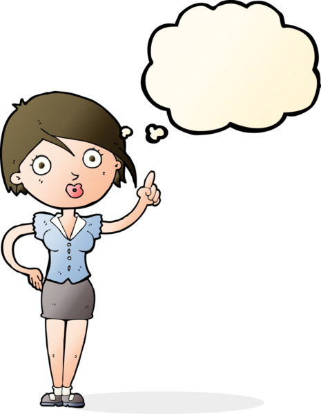 Bir insan tarafından çizilmiş düşünce baloncuğu olan güzel bir kadın.