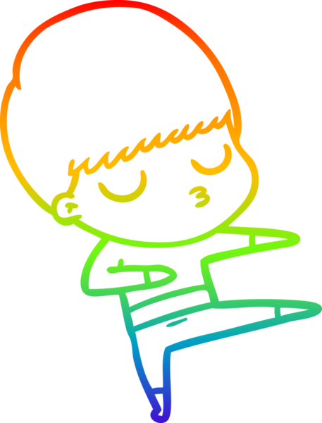 Gökkuşağı gradyan çizgi çizimi bir insan tarafından çizilmiş sakin bir çocuk