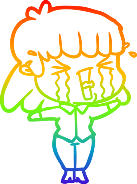 Gökkuşağı gradyan çizgi çizimi Bir insan tarafından çizilmiş gözyaşları içinde bir çizgi kadın