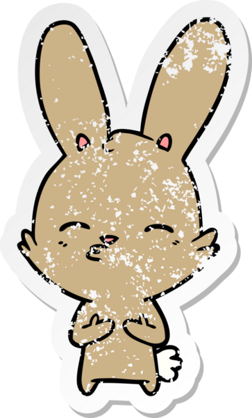 Bir insan tarafından çizilmiş garip bir tavşan çizgi filminin sıkıntılı çıkartması.