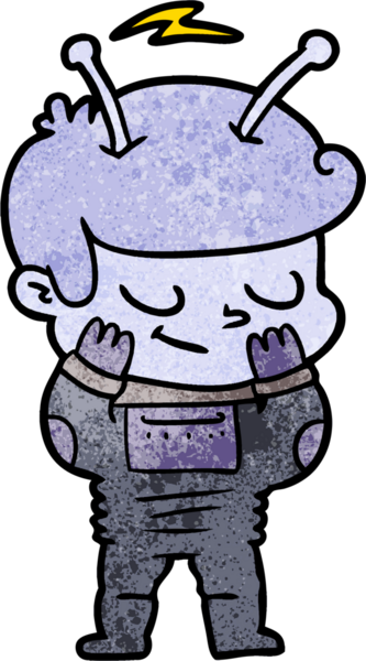 Bir insan tarafından çizilmiş çekingen çizgi film uzay adamı.