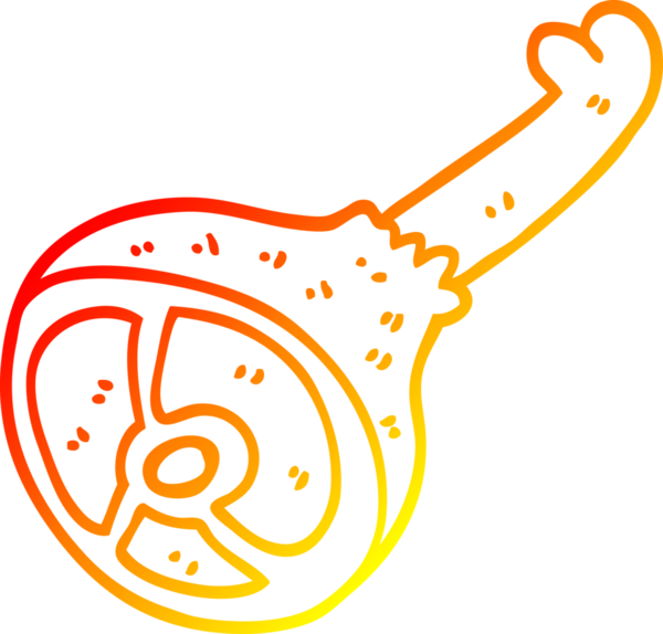 Bir insan tarafından çizilmiş iyi pişmiş etin sıcak çizgi çizimi.