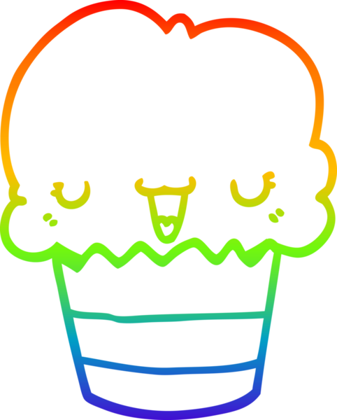 Gökkuşağı gradyan çizgi çizimi bir insan tarafından çizilmiş bir kek.