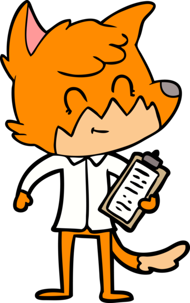 Bir insan tarafından çizilmiş çizgi film arkadaş canlısı tilki yöneticisi.