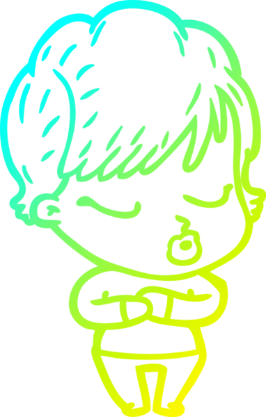 Bir insan tarafından çizilmiş gözleri olan bir karikatür kadın çizimi