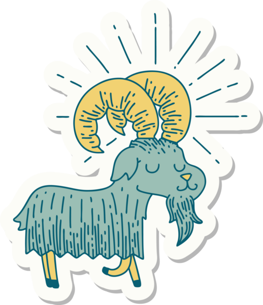 Bir insan tarafından çizilmiş mutlu keçi dövmesi stili.