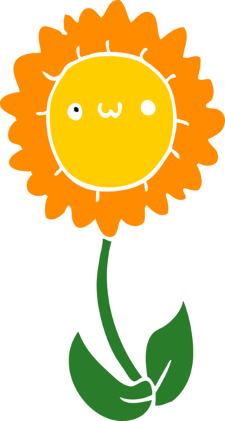 Bir insan tarafından çizilmiş düz renk çizgi film çiçeği