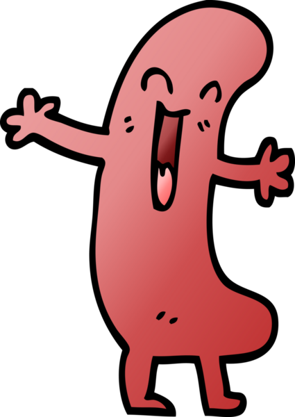 Bir insan tarafından çizilmiş vektör gradyan çizim mutlu sosis