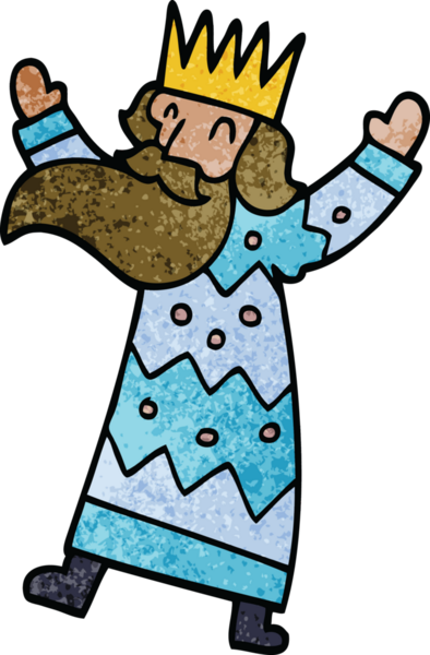 Bir insan tarafından çizilmiş neşeli çizgi film kralı.