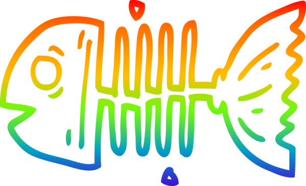 gökkuşağı gradyan çizgi çizimi bir insan tarafından çizilmiş balık kemikleri