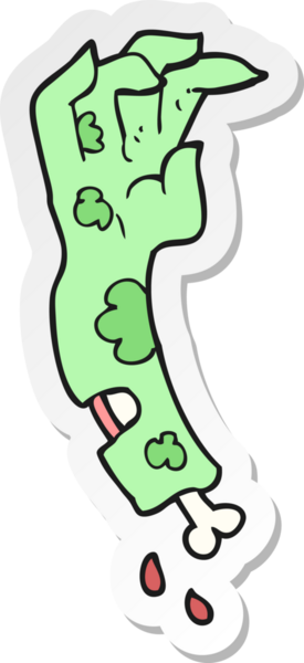 Bir insan tarafından çizilmiş bir zombi kolunun çıkartması.