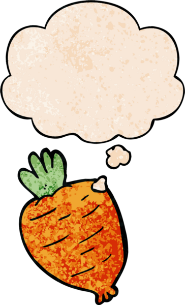 bir insan tarafından çizilmiş grunge desen biçiminde düşünce baloncuğu olan karikatür kökü sebzesi