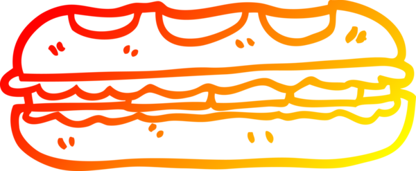 Bir insan tarafından çizilmiş lezzetli bir sandviçin sıcak çizgi çizimi.