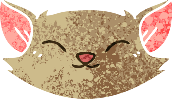 Bir insan tarafından çizilmiş eski çizim tarzı tuhaf çizgi film kedisi