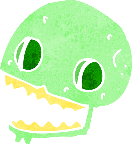 Bir insan tarafından çizilmiş ürkütücü bir kafatası.