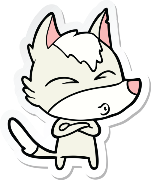 Bir insan tarafından çizilmiş bir kurt çizgi filminin etiketi.