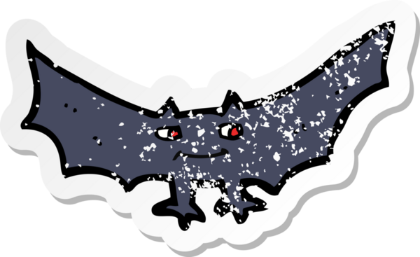 Bir insan tarafından çizilmiş ürkütücü vampir yarasanın gerilmiş çıkartması.