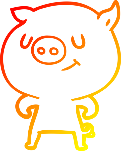 Bir insan tarafından çizilmiş mutlu çizgi film domuzu çizimi.