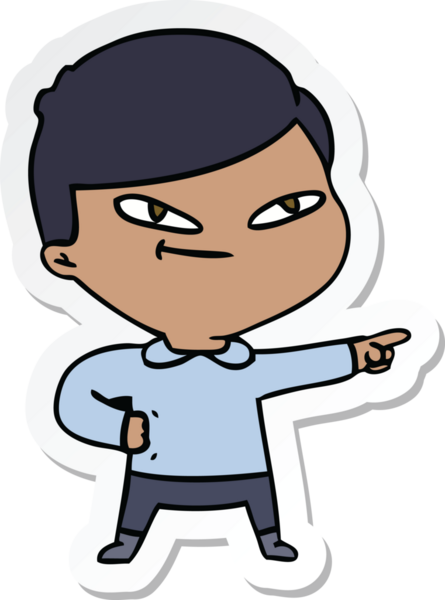 Bir insan tarafından çizilmiş çizgi film karakterinin çıkartması.